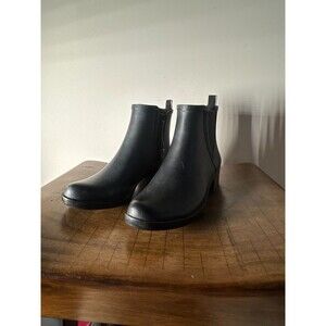 Lucky Brand Baselina Black Rubber Chelsea Rain Boots Size 6